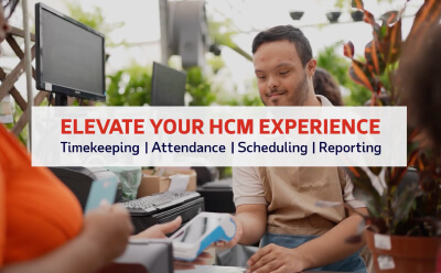 Screenshot of the linked video, highlighting ways to elevate your HCM experience through timekeeping, attendance management, scheduling, and reporting. 