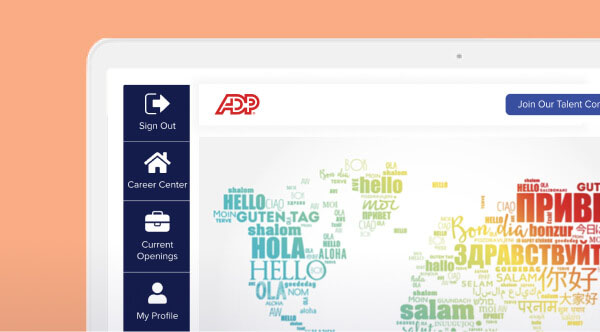 ADP software home screen