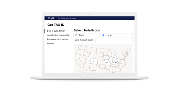 Screenshot of ADP® Payroll Tax Registration Services