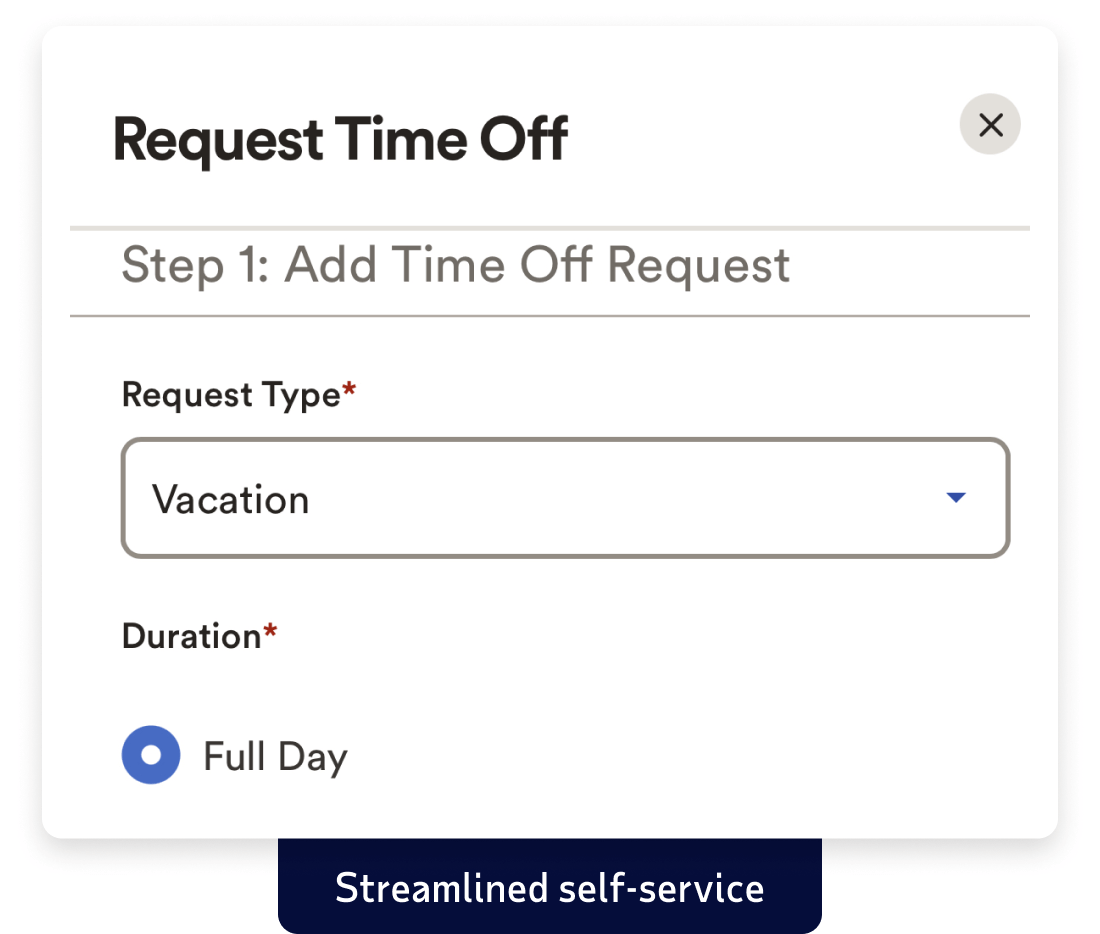 graphic that depicts the streamlined self-service portion of the ADP Lyric HCM product interface