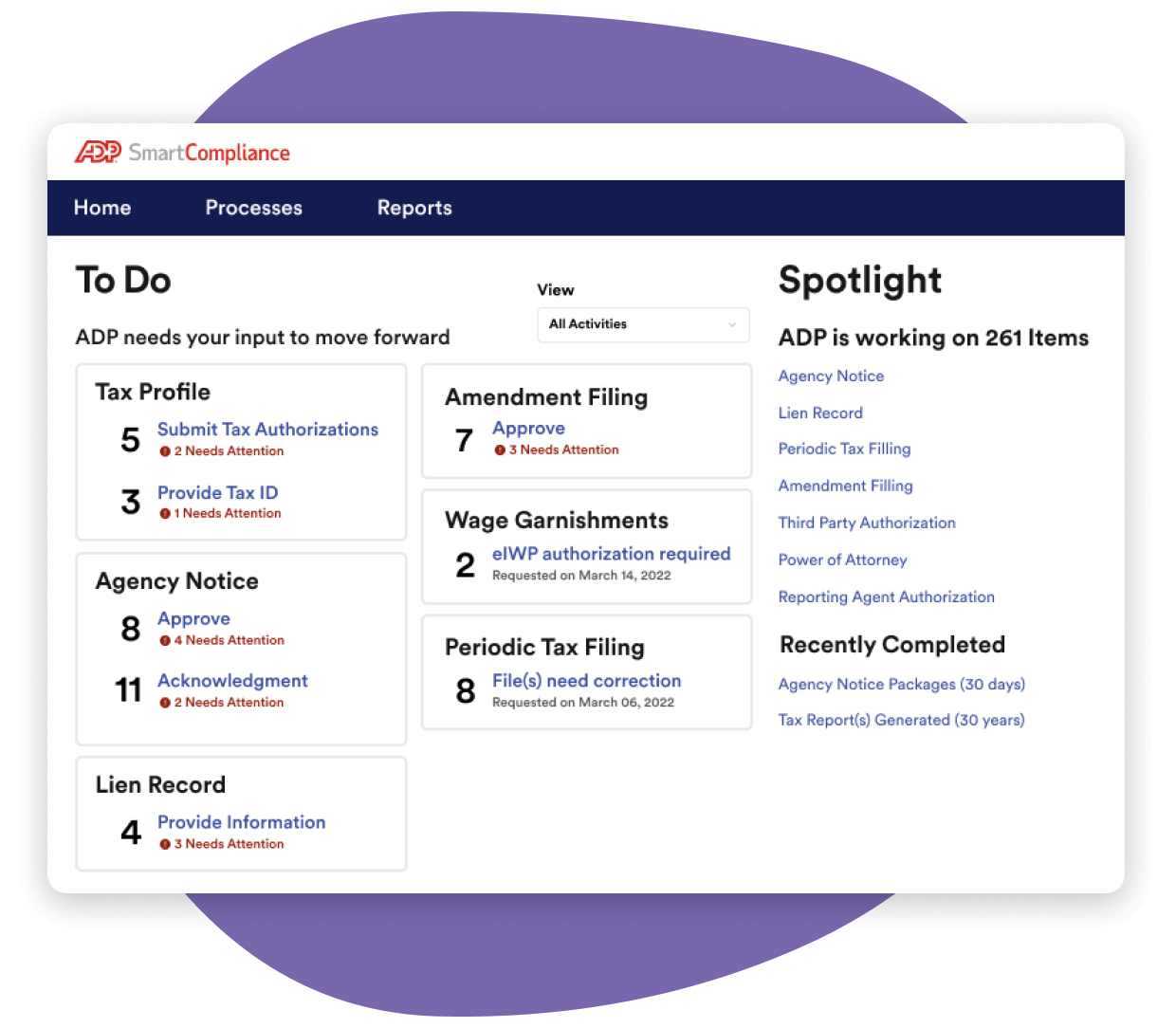 ADP SmartCompliance® Wage Garnishments screen shot