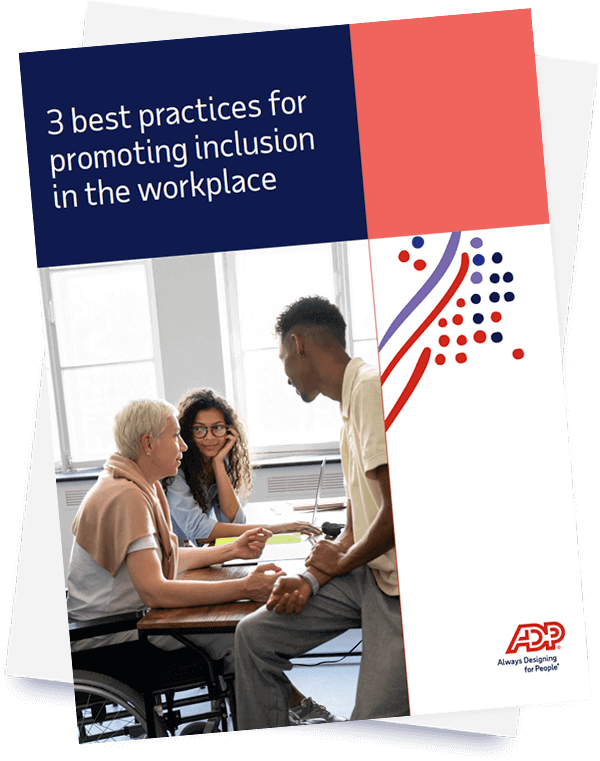 Guidebook cover: 3 best practices for promoting inclusion in the workplace