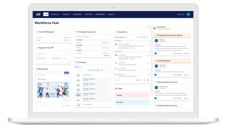 ADP® Global Payroll Workforce Hub dashboard.