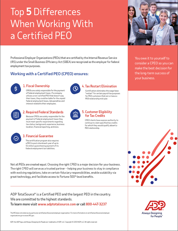 Infographic - Top 5 Differences When Working With a Certified PEO