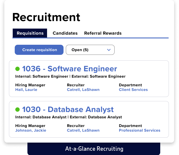 ADP Workforce Recruitment dashboard sample
